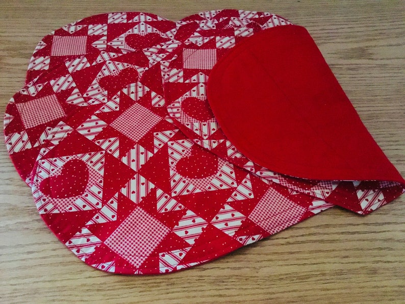 Quilted Heart Shaped Placemats Set of 4 Etsy