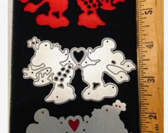 Metal Cutting Dies, Mickey Mouse Kissing in Apple Dies for Card