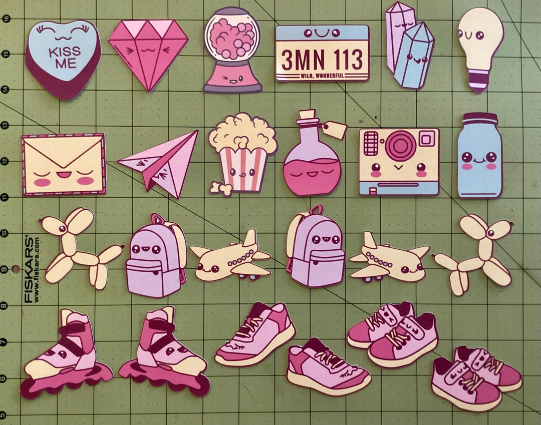 24 Kawaii Themed Cutouts, 24 Assorted Diecuts, Kids Can Make Cards ...