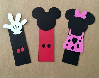 mickey and minnie mouse bookmarks 5 5 inch tall set of 3 for etsy