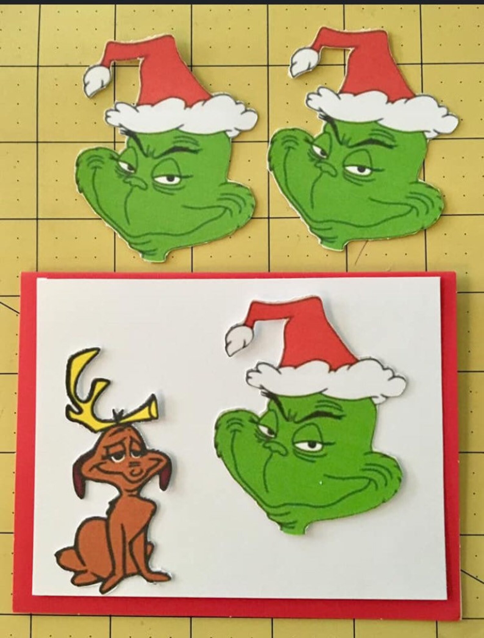 24 Christmas Grinch Cutouts, Premade Diecuts Sayings, Grinch Themed