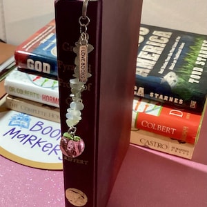 Book marker dangle, unique gift idea,  book page, Metal Jewelry Metal Bookmark with Charms Metal Book Lovers, one of a kind gift