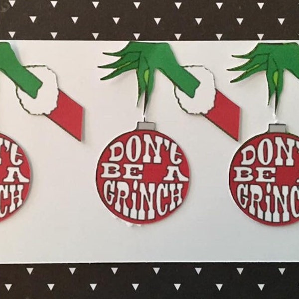 24 Christmas Grinch cutouts, premade diecuts sayings, grinch themed decorations, Grinch cards, gift tags, Grinch scrapbook images, cardstock