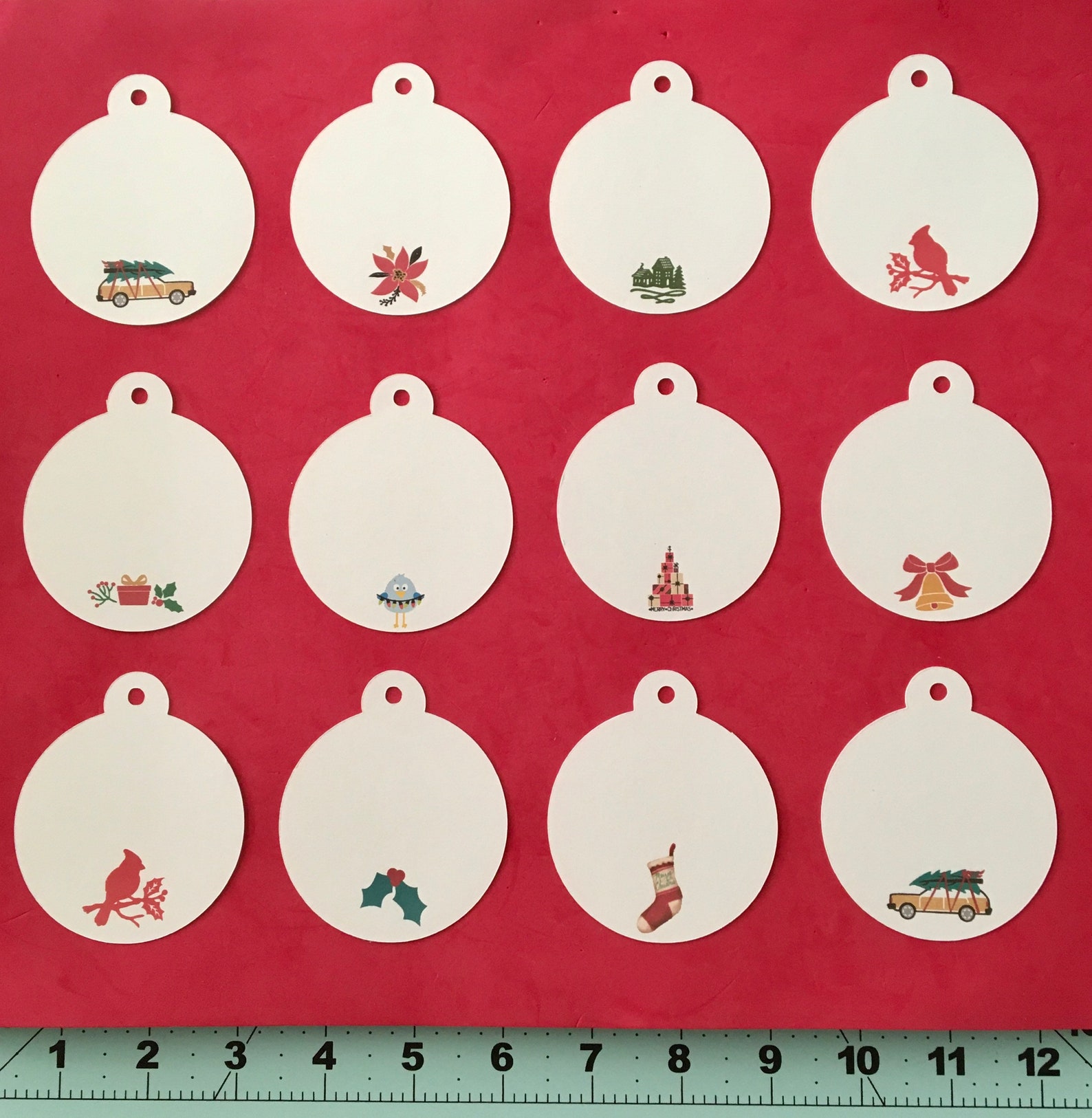 Christmas ornament gift tags themed set of 12 gift tags Etsy