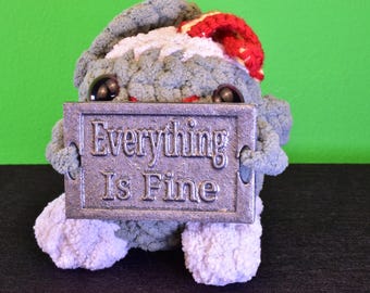 Plush Emotional Support Trash Can/Dumpster Amigurumi Plush, plushie, Funny Crochet Meme, I'm Fine, Fun Gift, Crochet Trash Can, Christmas