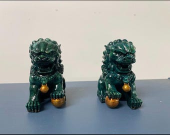 Cane di Fo/Leone guardiano dipinto in giada e stampato in 3D - alto 13 cm