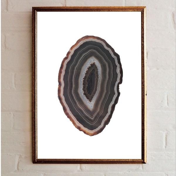 Black Agate Printable Art, Digital Download Art, Geode Art, Geology Gift, Rock Poster, Mineral Poster, Crystals, Unique Art, Wall Art, Agate