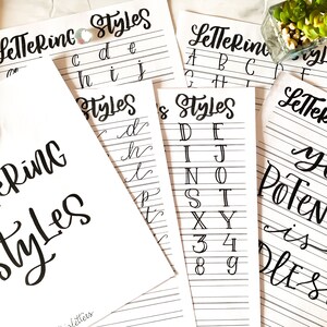 Hand Lettering Styles. Improve you hand lettering with this new practice worksheet.