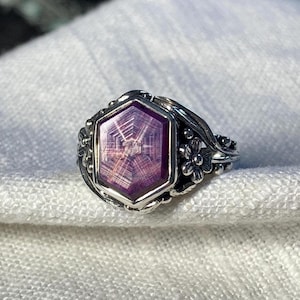 Trapiche Ruby Sterling Silver Rring—Natural Gemstone Handmade Jewelry