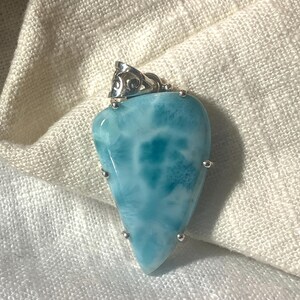 Larimar Pendant - Sterling Silver Teardrop Shape Natural Gemstone Jewelry