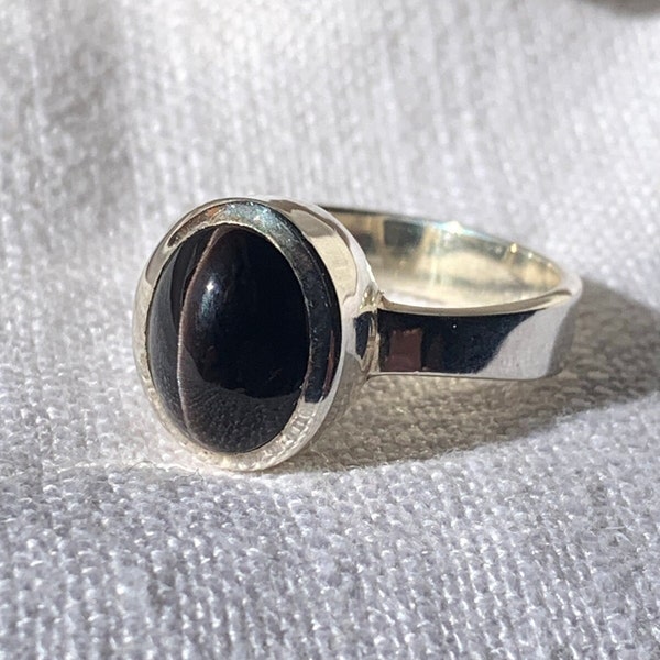 Cat's Eye Sillimanite Ring - Sterling Silver Handmade Natural Jewelry