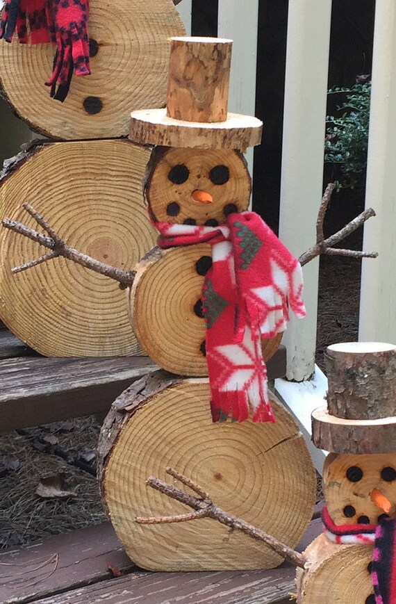 Bonhomme De Neige Moyen De Tranche De Bois Decor De Noel Etsy