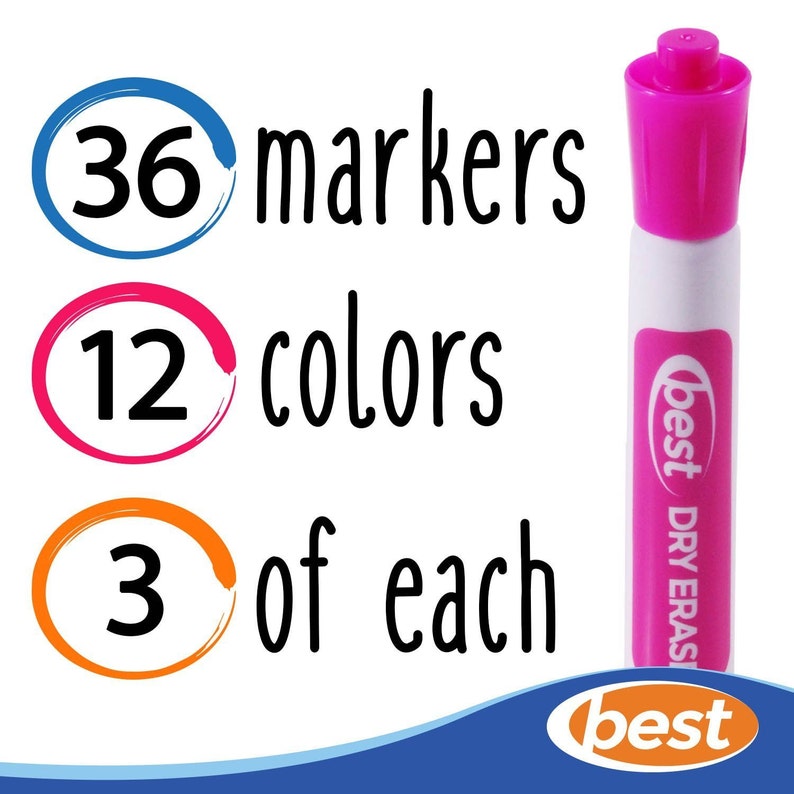Best Dry Erase Markers BULK SET OF 36 in 12 Unique Assorted Etsy