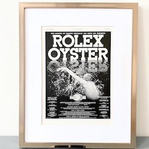 Impresión publicitaria original del reloj Rolex Oyster vintage de la década de 1930: póster de una auténtica marca de lujo.
