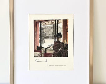 Original 1940s Vintage Coty Parfüm Werbung Druck: Place Vendome Schaufenster Wand Kunst Poster