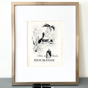 Original Vintage Bourjois Perfume Soir de Paris Wall Art Print - French Boheme Style Bedroom or Bathroom Wall Art Decor, Vanity Gift for Her