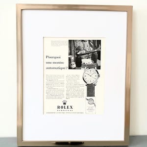 Original 1950s Rolex Watch Mid Century Ad Poster - Rare Authentic Swiss Watch Print Best Boyfriend Watch Collector Gift - French Wall Decor