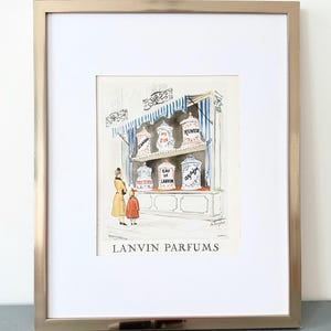 Rara e autentica stampa pubblicitaria del profumo Lanvin, poster da parete retrò di un marchio di lusso, decorazione da parete Haute Couture Boheme Paris, decorazione glamour per la stanza.