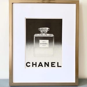 Raro autentico originale vintage Chanel 5 poster pubblicitario da parete, minimalista Coco Chanel bottiglia di profumo stampa unica idea regalo di moda