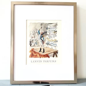 Impresión de un anuncio vintage de perfume Lanvin: arte mural parisino retro de los años 50