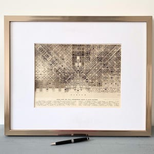 Seltener Vintage Architekt Stadtplan Druck Stadt Karte Poster, Französisches Vintage Print Geschenk für Architekt bereit zum Einrahmen, Weltweiter Priority Versand