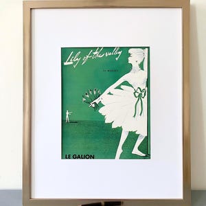 Stampa pubblicitaria originale vintage degli anni '50 del profumo Le Galion: poster glamour con donna parigina.