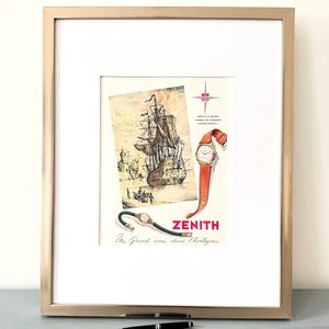 Original Vintage Zenith Swiss Watch Poster - Rare Authentic Gift for Boss or Watch Collector - Office Decor Ready to Frame - Fast Shipping