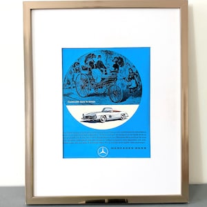 本物の1950年代ヴィンテージルノー車広告ポスター：スーパーカーの絵