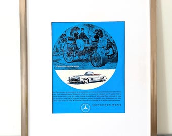 Affiche Vintage Hispano-Suiza Par Alex KOW - Années 70 - Format 61x47 Cm Noir & Blanc