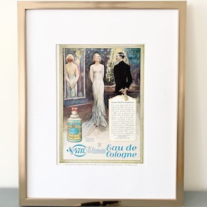 Raro poster pubblicitario vintage Eau de Cologne 4711 autentico, decorazione da parete originale Boheme per camera da letto glamour, regalo Thinking of You