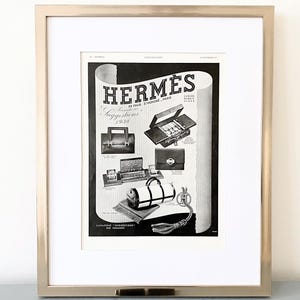Manifesto pubblicitario vintage Hermes del 1930, stampa da parete di un marchio di lusso da collezione, regalo per amanti della moda o decorazione da parete unica e glamour per la casa.