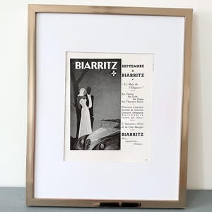 Raro e autentico poster da parete turistico vintage di Biarritz, stampa di viaggio in stile Art Déco di una città europea, decorazione glamour per la stanza, regalo romantico pronto da incorniciare.