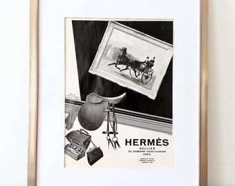 Original 1920s Vintage Hermes Saddle Ad Print: Authentique French