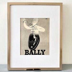 Raro poster pubblicitario di scarpe Bally originali di Hervé Morvan, decorazione vintage glamour per soggiorno o ingresso, regalo bohémien per fashionisti