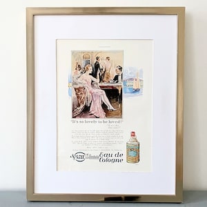 Raro flacone di profumo vintage 4711 Eau de Cologne, pubblicità artistica da parete, decorazione per la casa retrò Boheme, galleria da parete glamour, idea regalo di compleanno pronta da incorniciare