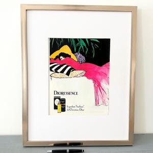 Authentic 1980s  Vintage Dior Perfume Bottle Advertisement Poster by Rene Gruau - Original Magazine Page