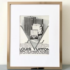 Original 1930s Vintage Louis Vuitton Luggage Ad Print:  Authentic Art-Deco Designer Bag Poster