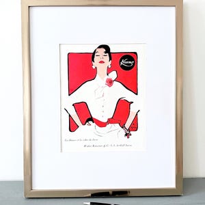 ルネ・グリュオーのヴォーグファッション広告：1950年代のパリ風プリント