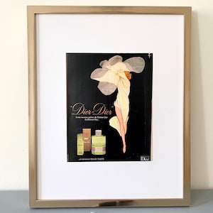 Manifesto pubblicitario originale e autentico del profumo Dior vintage di René Gruau, rivista di moda francese, decorazione per la casa glamour, regalo per fashioniste.