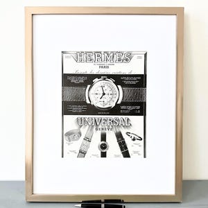 Rare Authentic Hermes Swiss Watch Poster, Watch Collector Best Vintage Gift for Boss, Glam Room Decor Ready to Frame Fast Priority Shipping