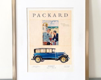 Originele print van Packard-autoadvertentie uit de jaren 30: art deco automuurkunst