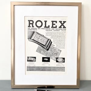 Original Vintage Rolex Watch Ad Poster - Mid Century Swiss Watch Print -Boyfriend Watch Collector Gift - French Wall Decor - Fast Shipping