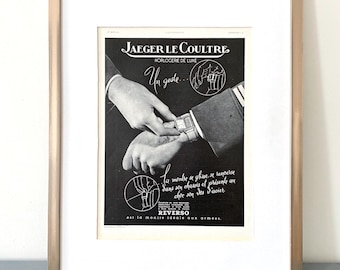 1940s Vintage Jaeger Lecoultre Reverso Ad Print: Watch Collector Gift, Mid-Century Modern