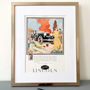 Impresión original de un anuncio de Lincoln de la década de 1930 (página original de una revista francesa)