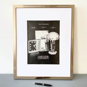 Vintage Jaeger Clock Advertisement Print: Art Deco Wall Art