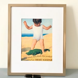 Manifesto pubblicitario francese vintage Nestlé per neonati, splendida stampa per bambino, decorazione nostalgica per la cameretta o il bagno retrò, regalo per neonato.