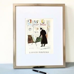 Rara e autentica stampa vintage di un profumo Lanvin, poster da parete di moda parigina di G Gillet, decorazione glamour per camerino, regalo unico per lei.