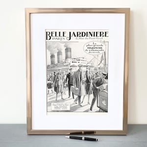 Raro autentico vintage Paris Belle Jardiniere stampa di moda, poster da parete Art Deco, idea regalo unica, decorazione da parete retrò da viaggio per transatlantico