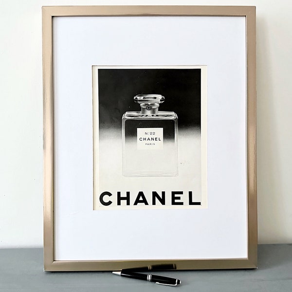 Rare Vintage Chanel Perfume Advertisement Wall Art Print, Minimalist Gift for Luxury Designer Brand Lover or Unique Glam Home Decor Poster