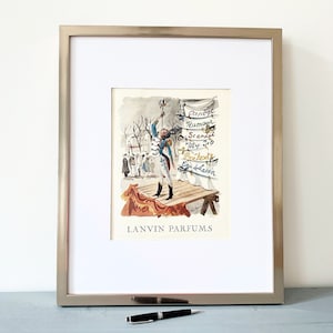 Rara e autentica stampa vintage di un profumo Lanvin, poster da parete retrò di un marchio di lusso, regalo per la decorazione della stanza glamour di Boheme Paris.